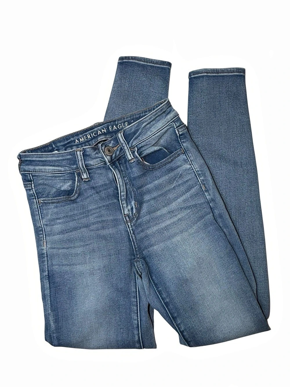 American Eagle Hi-Rise Jegging Blue Skinny Jeans Waist 2
